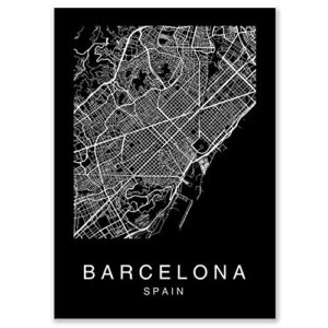 Custom Map Wall Art Print Poster 3 Pieces City Map Street Black & White