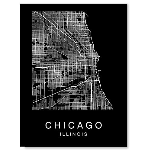 Custom Map Wall Art Print Poster 3 Pieces City Map Street Black & White