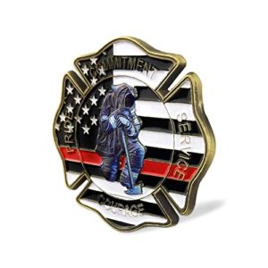 St. Florian Patron Saint of Firefighter Prayer Coin Thin Red Line US Flag Challenge Coin