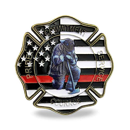 St. Florian Patron Saint of Firefighter Prayer Coin Thin Red Line US Flag Challenge Coin