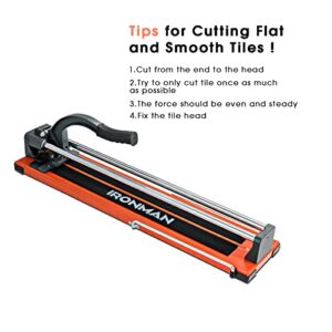 Goplus 24 Inch Tile Cutter, Professional Manual Tile Cutter for Ceramic, Porcelain Tiles, Floor Tile Cutter with Tungsten Carbide Cutting Wheel, Ergonomic Handle, Anti-skid Feet & Removable Scale