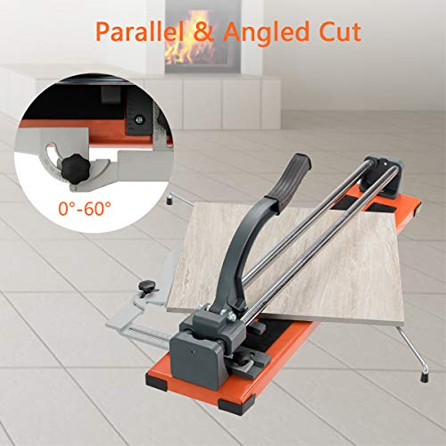 Goplus 24 Inch Tile Cutter, Professional Manual Tile Cutter for Ceramic, Porcelain Tiles, Floor Tile Cutter with Tungsten Carbide Cutting Wheel, Ergonomic Handle, Anti-skid Feet & Removable Scale