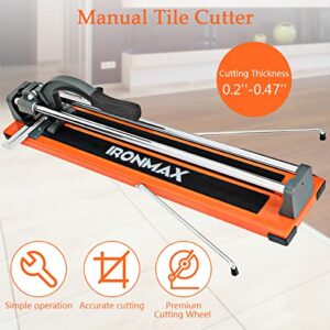 Goplus 24 Inch Tile Cutter, Professional Manual Tile Cutter for Ceramic, Porcelain Tiles, Floor Tile Cutter with Tungsten Carbide Cutting Wheel, Ergonomic Handle, Anti-skid Feet & Removable Scale