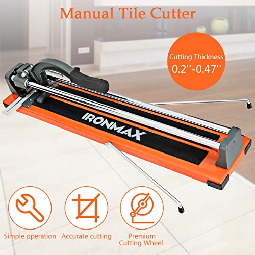 Goplus 24 Inch Tile Cutter, Professional Manual Tile Cutter for Ceramic, Porcelain Tiles, Floor Tile Cutter with Tungsten Carbide Cutting Wheel, Ergonomic Handle, Anti-skid Feet & Removable Scale