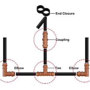 iRunning Drip Irrigation Fittings Kit for 1/2 Inch Tubing, 20 Pieces Drip Irrigation Parts for Drip Sprinkler System - 8 Couplings, 6 Tees, 6 Elbows, Drip Line Connectors for 1/2" Drip Irrigation Hose