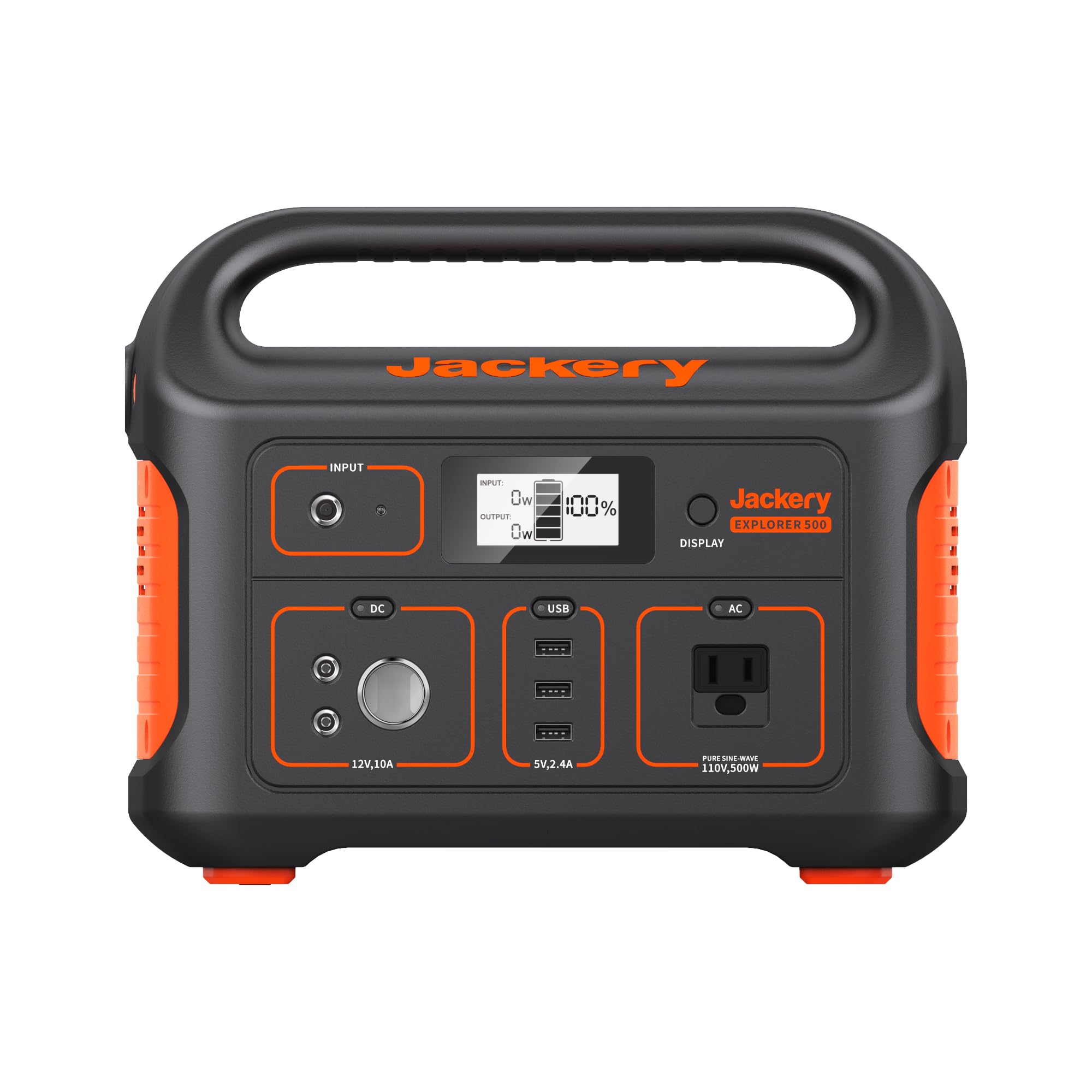 Jackery Portable Power Station Explorer 500, 518Wh Outdoor Solar Generator Mobile Lithium Battery Pack with 110V/500W AC Outlet for Home Use, Emergency Backup,Road Trip Camping (Solar Panel Optional)