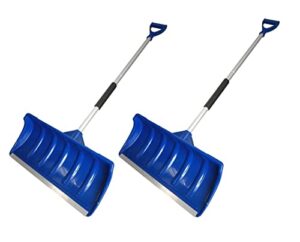 mtb lightweight snow shovel snow pusher, pack of 2 sets, blue, 52-in long with aluminum handle and 22 inch x 10 inch poly blade