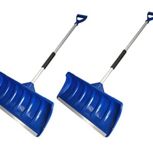 MTB Lightweight Snow Shovel Snow Pusher, Pack of 2 Sets, Blue, 52-in Long with Aluminum Handle and 22 inch x 10 inch Poly Blade