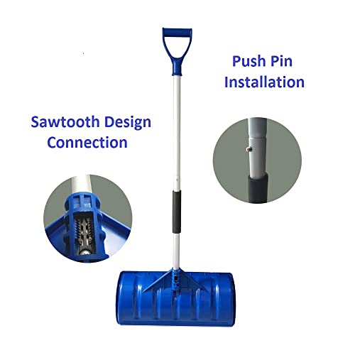 MTB Lightweight Snow Shovel Snow Pusher, Pack of 2 Sets, Blue, 52-in Long with Aluminum Handle and 22 inch x 10 inch Poly Blade