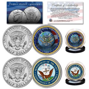 navy & usn intelligence branch jfk half dollar military 2-coin u.s. set