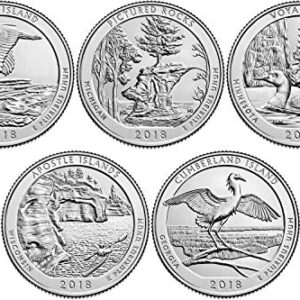 2018 D Complete Set of 5 National Park Quarters Uncirculated