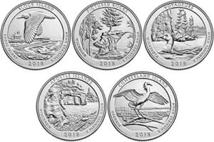 2018 p complete set of 5 national park quarters uncirculated