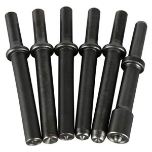 7 Pcs Air Hammer Bits Accessories 0.401 Shank Heavy Duty Smoothing Pneumatic Air Rivet Hammer Chisel High Carbon Steel Bits Extended Length Tools Kit with Spring