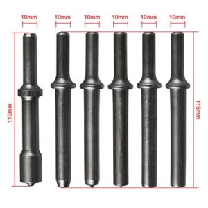 7 Pcs Air Hammer Bits Accessories 0.401 Shank Heavy Duty Smoothing Pneumatic Air Rivet Hammer Chisel High Carbon Steel Bits Extended Length Tools Kit with Spring