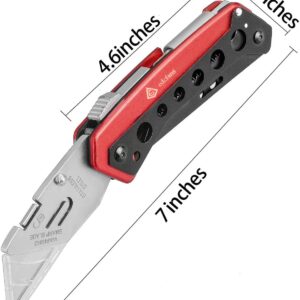 edcfans Folding Pocket Utility Knife Box Cutter with Flat Head and Phillips Screwdriver, Razor Knife with Quick Change Blades Lock Back Design (10 Blades), Stainless Steel