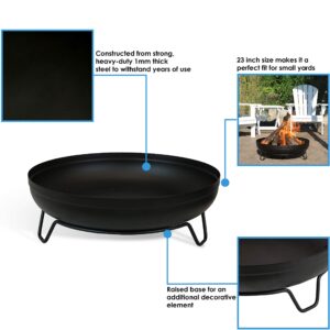 Sunnydaze 23-Inch Steel Wood-Burning Fire Pit Bowl - Black