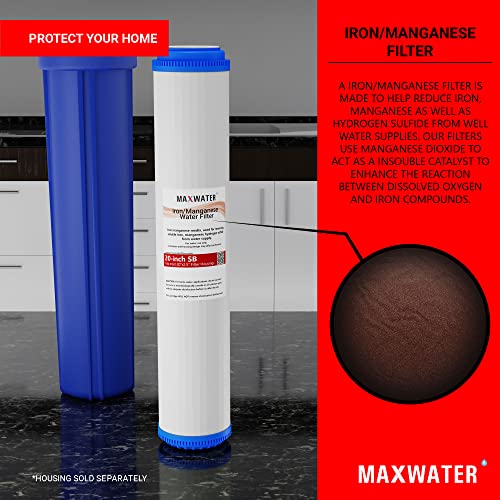 20" Slim Blue Iron Buster Filter Set (3-Pack) for Whole House Water Filtration Systems w/ 20" x 2.5" Sediment, Iron Manganese Reduction, CTO Carbon Block Water Filters