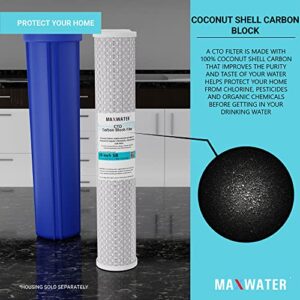 20" Slim Blue Iron Buster Filter Set (3-Pack) for Whole House Water Filtration Systems w/ 20" x 2.5" Sediment, Iron Manganese Reduction, CTO Carbon Block Water Filters