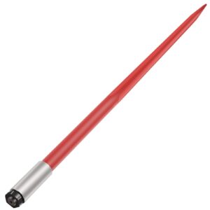 mophorn hay spear 49" bale spear 4500 lbs capacity, bale spike quick attach square hay bale spears 1 3/4" wide, red coated bale forks, bale hay spike with hex nut & sleeve for buckets tractors loaders