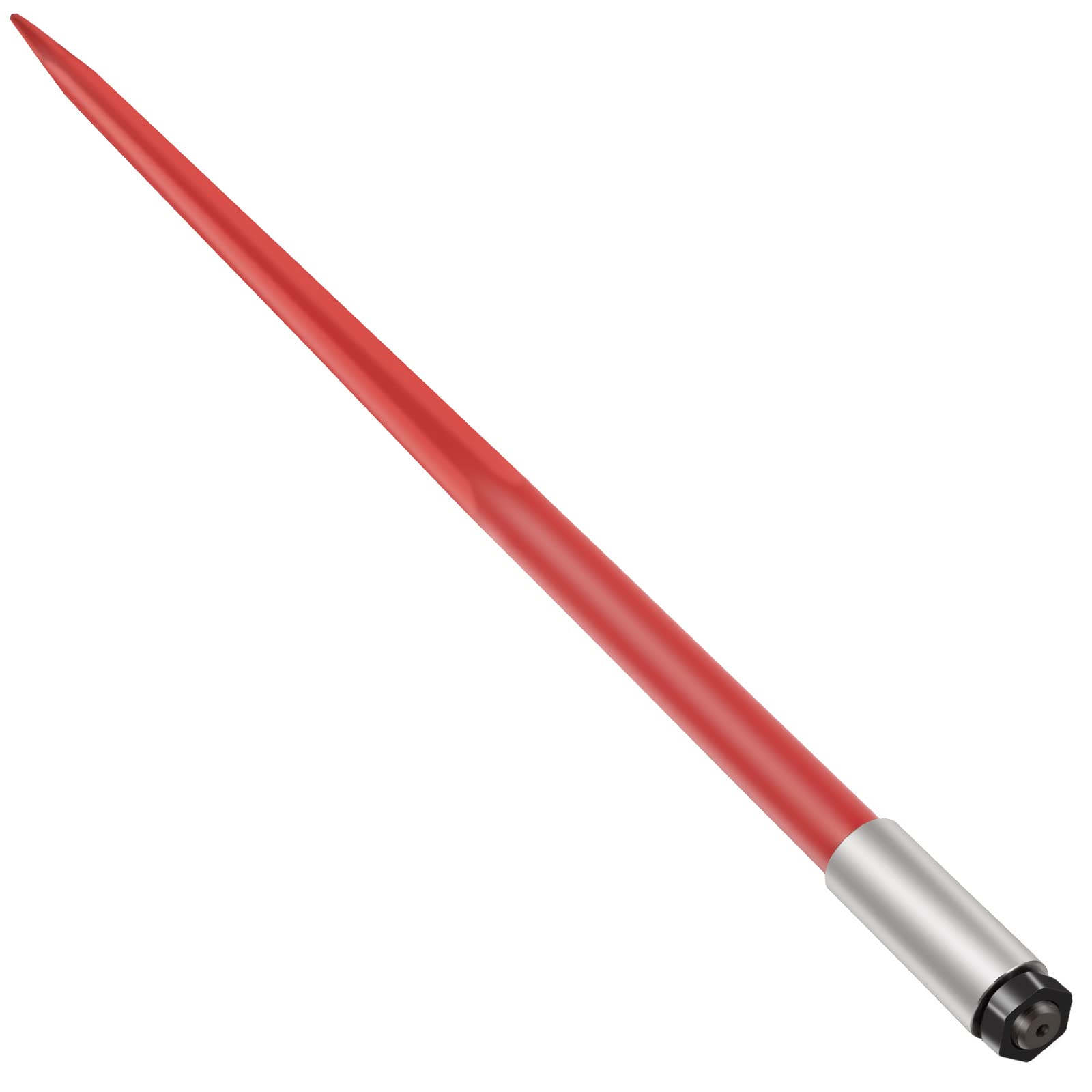 Mophorn Hay Spear 49" Bale Spear 4500 lbs Capacity, Bale Spike Quick Attach Square Hay Bale Spears 1 3/4" wide, Red Coated Bale Forks, Bale Hay Spike with Hex Nut & Sleeve for Buckets Tractors Loaders