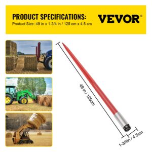 Mophorn Hay Spear 49" Bale Spear 4500 lbs Capacity, Bale Spike Quick Attach Square Hay Bale Spears 1 3/4" wide, Red Coated Bale Forks, Bale Hay Spike with Hex Nut & Sleeve for Buckets Tractors Loaders