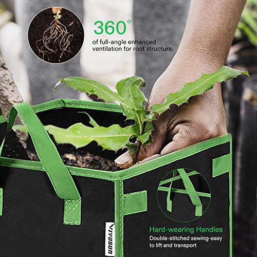 VIVOSUN 5 Pack 5 Gallon Square Grow Bags, Thick Nonwoven Cubic Fabric Pots with Handles for Indoor and Outdoor Gardening