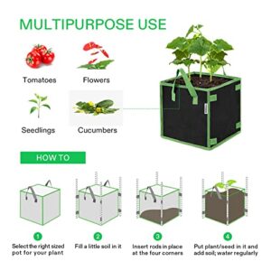 VIVOSUN 5 Pack 5 Gallon Square Grow Bags, Thick Nonwoven Cubic Fabric Pots with Handles for Indoor and Outdoor Gardening