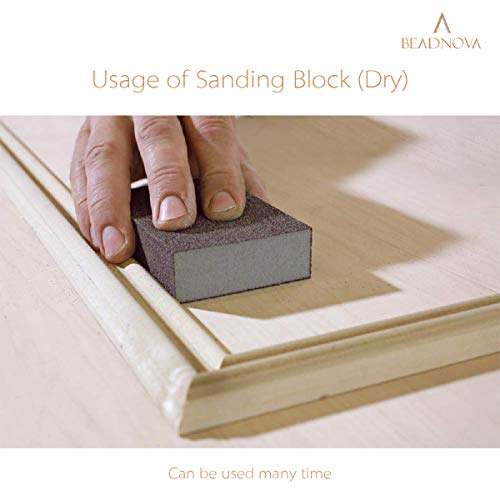 BEADNOVA Sanding Sponge Sand Block Coarse/Medium/Fine/Superfine Assorted Dry Wet Sanding Blocks for Wood Wall Home (Pack of 4, 4 Grit)