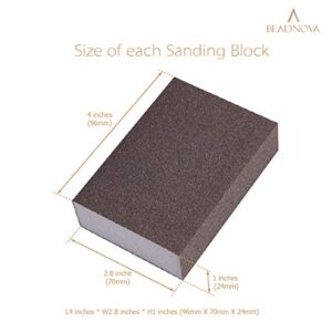 BEADNOVA Sanding Sponge Sand Block Coarse/Medium/Fine/Superfine Assorted Dry Wet Sanding Blocks for Wood Wall Home (Pack of 4, 4 Grit)