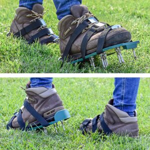 Abco Tech Lawn Aerator Shoes - for Aerating Lawn Soil - 3 Adjustable Straps and Heavy Duty Metal Buckles - One Size Fits All - Aerator Lawn Tool for Gardening, Lawn Care | Aeration Shoes for Lawn