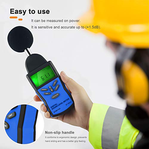 Precision Sound Level Meter, BTMETER Digital Decibel Tester for 30~130 dB Noise Volume Measurement with A/C Fast/Slow Weighting, Large Backlight Display BT-882A Decibel Reader