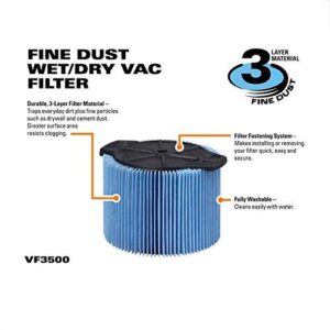 Filter replace RIDGID VF3500 3-Layer Wet/Dry Vacuum Dust Filter for RIDGID WD4050 3 to 4.5 Gallon Vacuums.