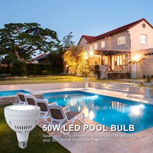 50W LED Pool Light for Inground Swimming Pool, 120V 5000LM Daylight Swimming Pool LED Light Bulb Replacement for 300-800W Traditional Bulb, Fit in for Pentair and Hayward Pool Light Fixtures