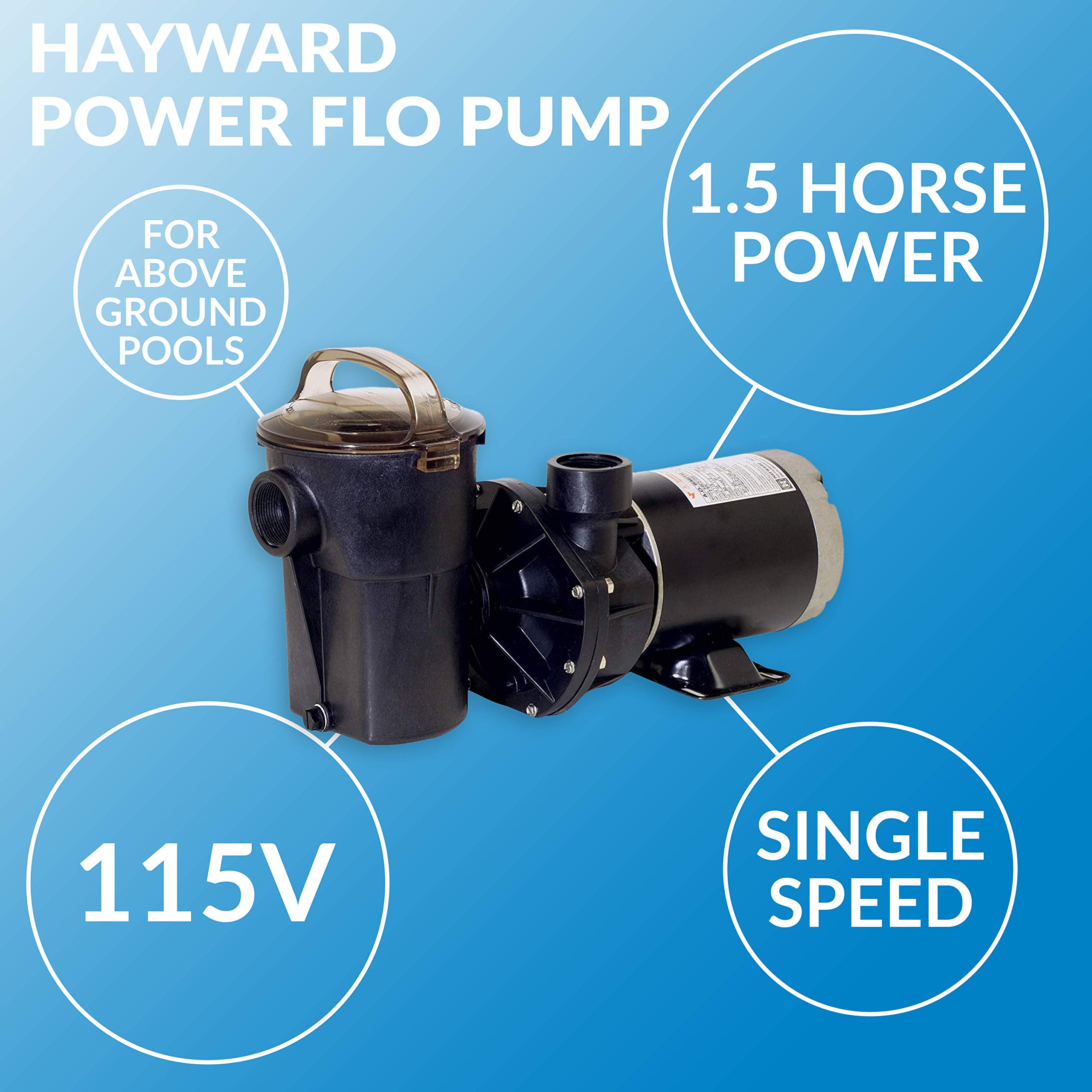 Hayward W3SP1580X15 PowerFlo Pool Pump for Above Ground Pools, 1.5 HP