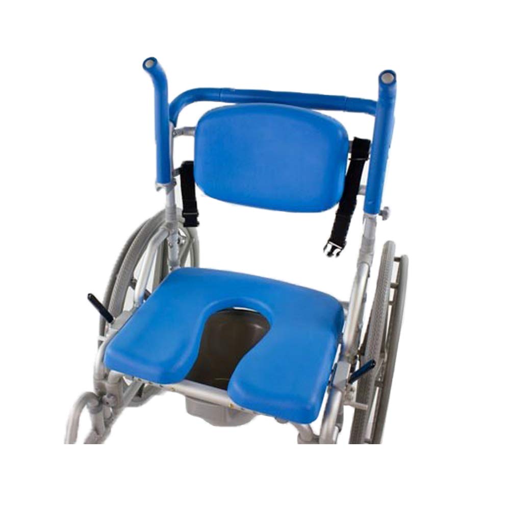 Bariatric Shower/Commode/Transport Chair, Heavy Duty 600lb Capacity, Padded, Retractable Arm and Foot Rests. Self-Propel Wheels. MaxiBathe Professional Shower Chair