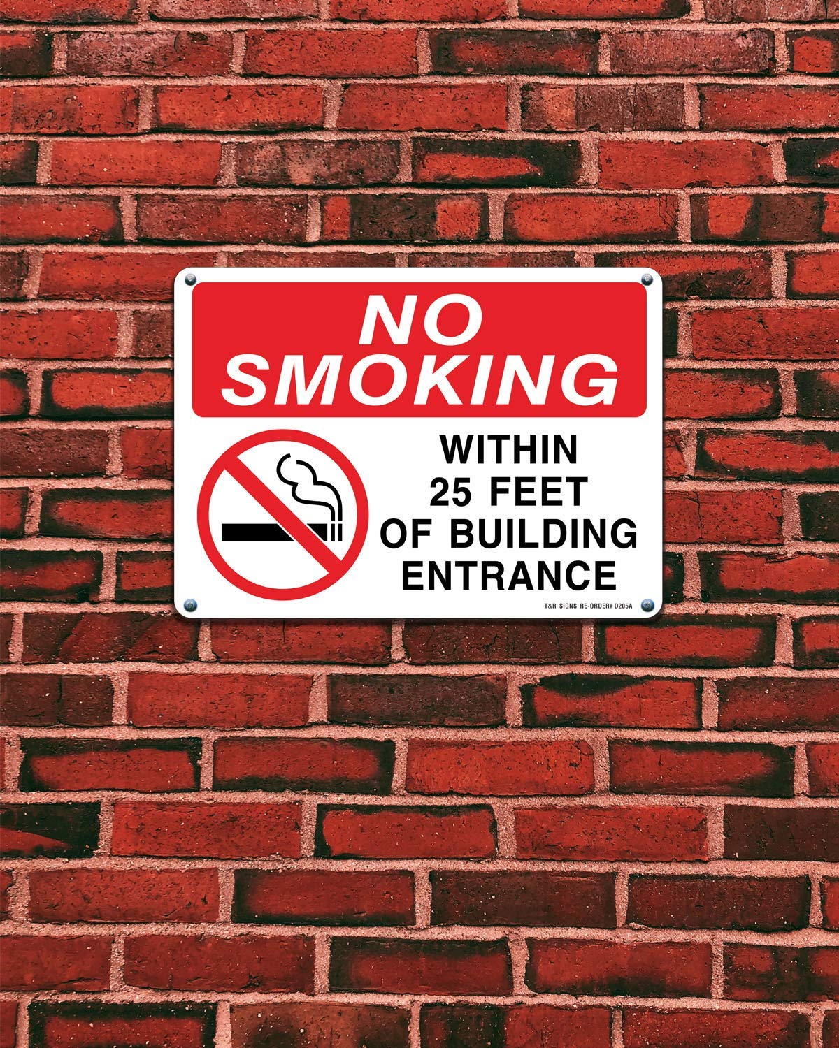 No Smoking Within 25 Feet Of Building Entrance Sign - 4 Pack - 10 x 7 Inches Rust Free .040 Aluminum - UV Protected, Waterproof, Weatherproof and Fade Resistant - 4 Pre-Drilled Holes