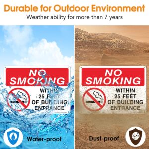 No Smoking Within 25 Feet Of Building Entrance Sign - 4 Pack - 10 x 7 Inches Rust Free .040 Aluminum - UV Protected, Waterproof, Weatherproof and Fade Resistant - 4 Pre-Drilled Holes