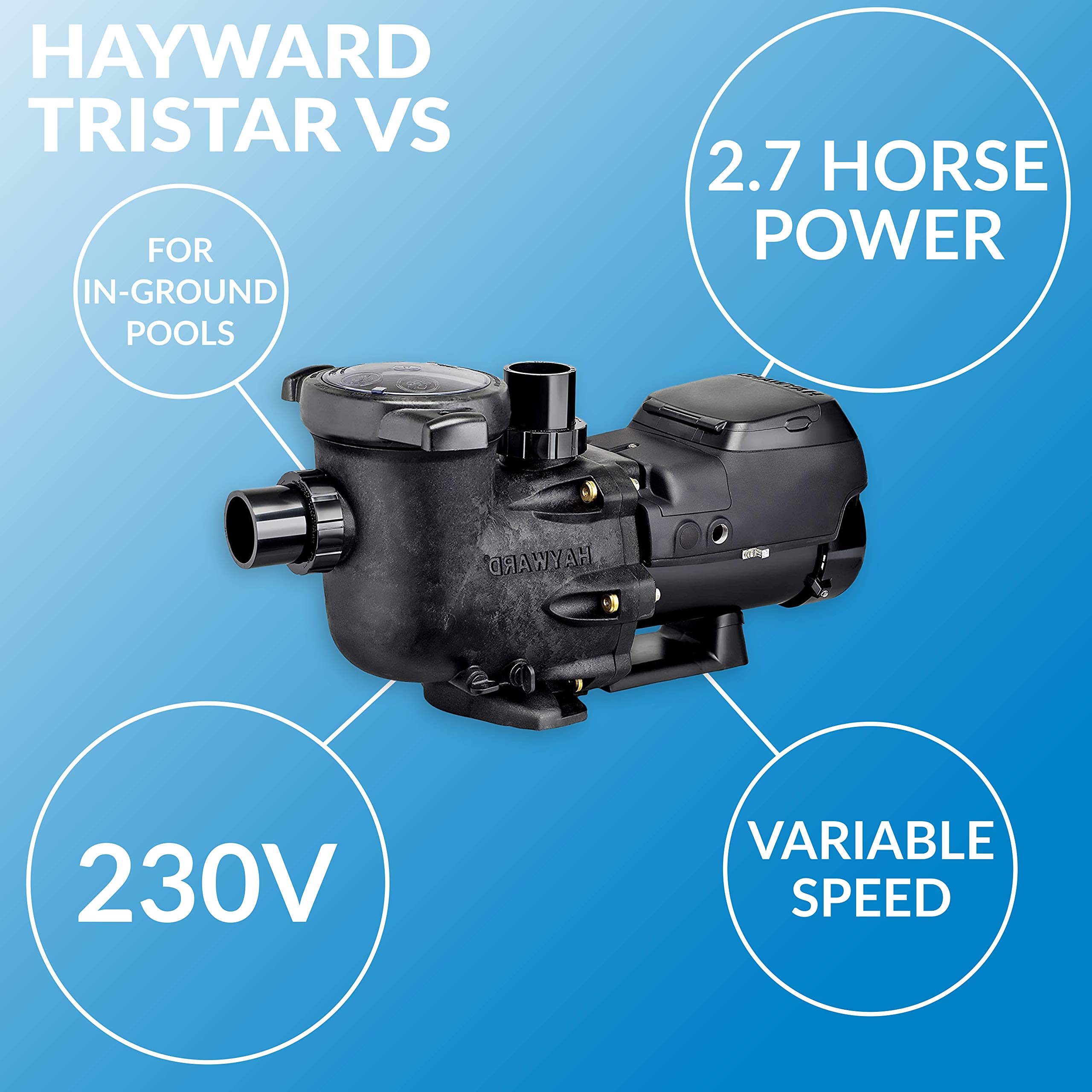 Hayward W3SP3206VSP TriStar VS Variable-Speed Pool Pump for In-Ground Pools, Energy Efficient, 2.7 HP