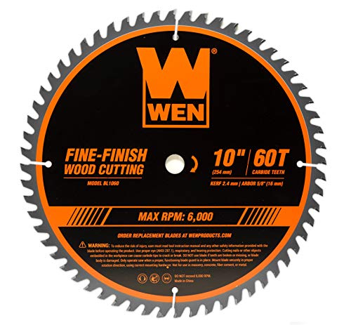 WEN BL1032-2 10-Inch 32-Tooth and 60-Tooth Carbide-Tipped Professional Woodworking Saw Blade Set, Two Pack