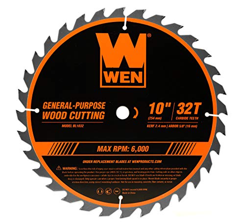 WEN BL1032-2 10-Inch 32-Tooth and 60-Tooth Carbide-Tipped Professional Woodworking Saw Blade Set, Two Pack