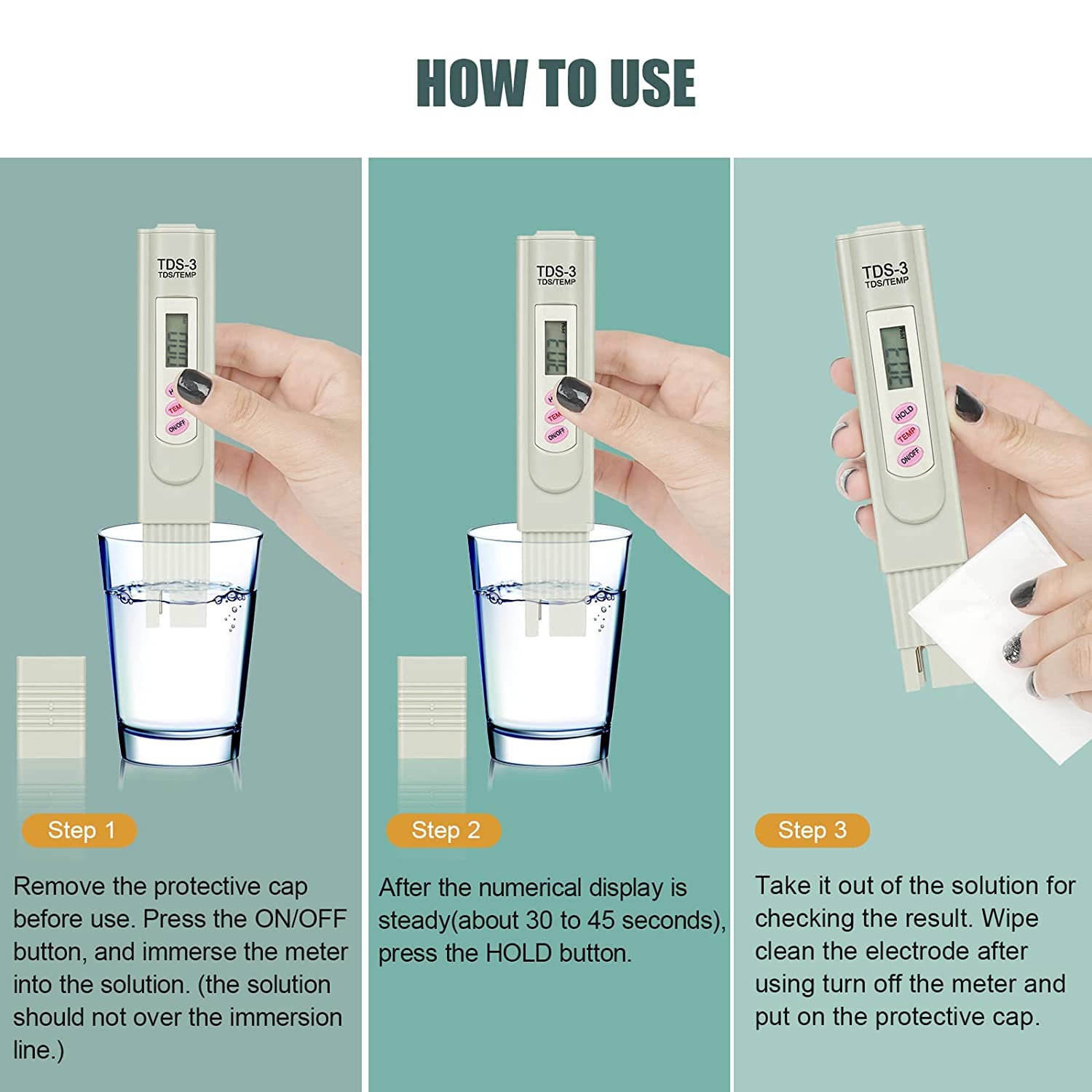 WoEluone Water TDS Meter Water Quality Tester, LCD Display Accuracy Testing Water Meter for Drinking Water, Aquariums,RO System and More