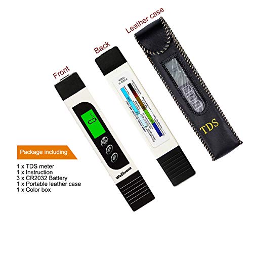 TDS Meter Digital Water Tester,WoEluone 3 in 1 TDS,Temperature and EC Meter,Accurate Ideal PPM Meter for Drinking Water, Aquariums,RO System and More