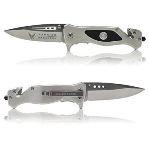 military gift shop air force folding elite tactical knife - air force rescue knife (silver)