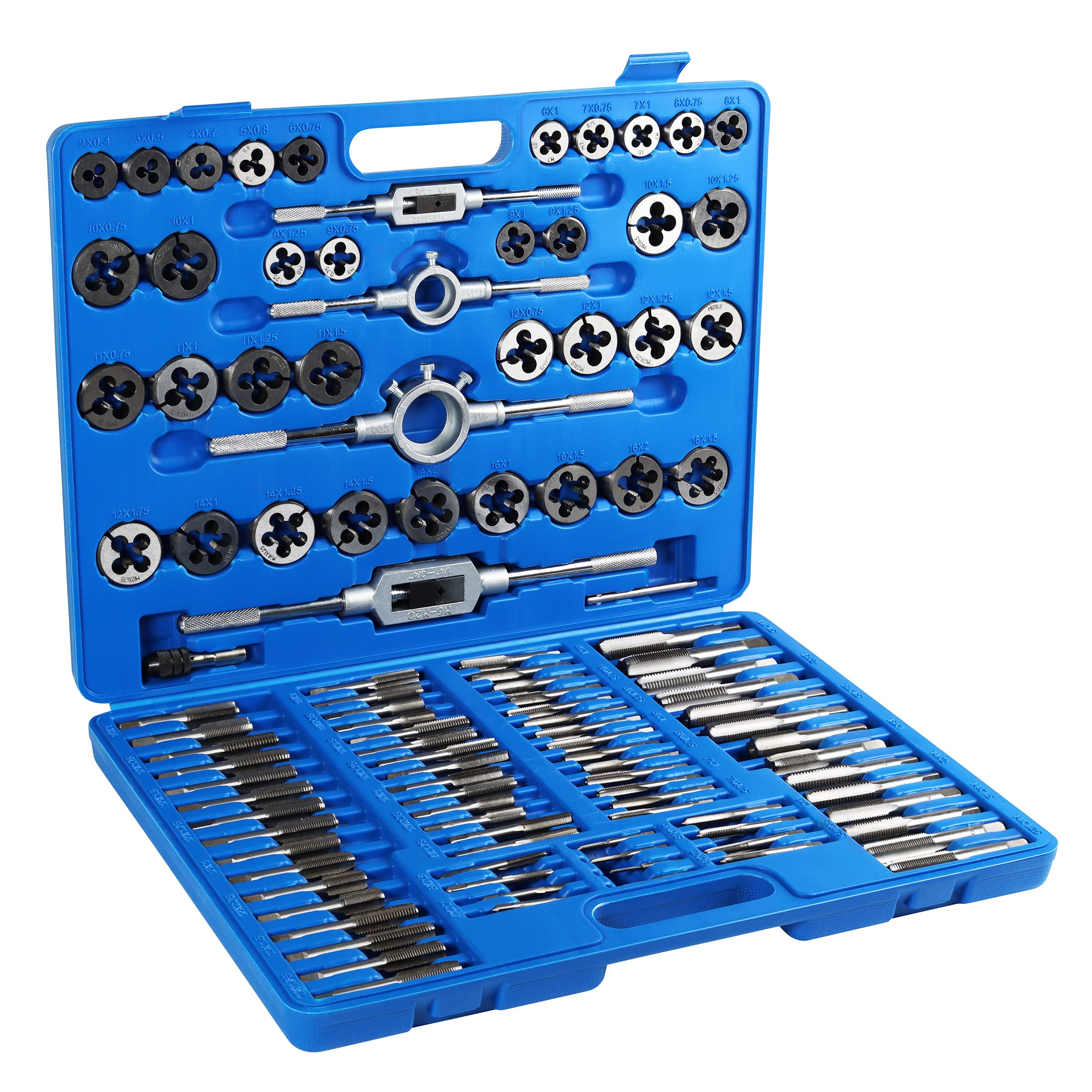 ABN Large Tap and Die Set Metric - 110 Piece Bolt and Pipe Tap Sets for Threading