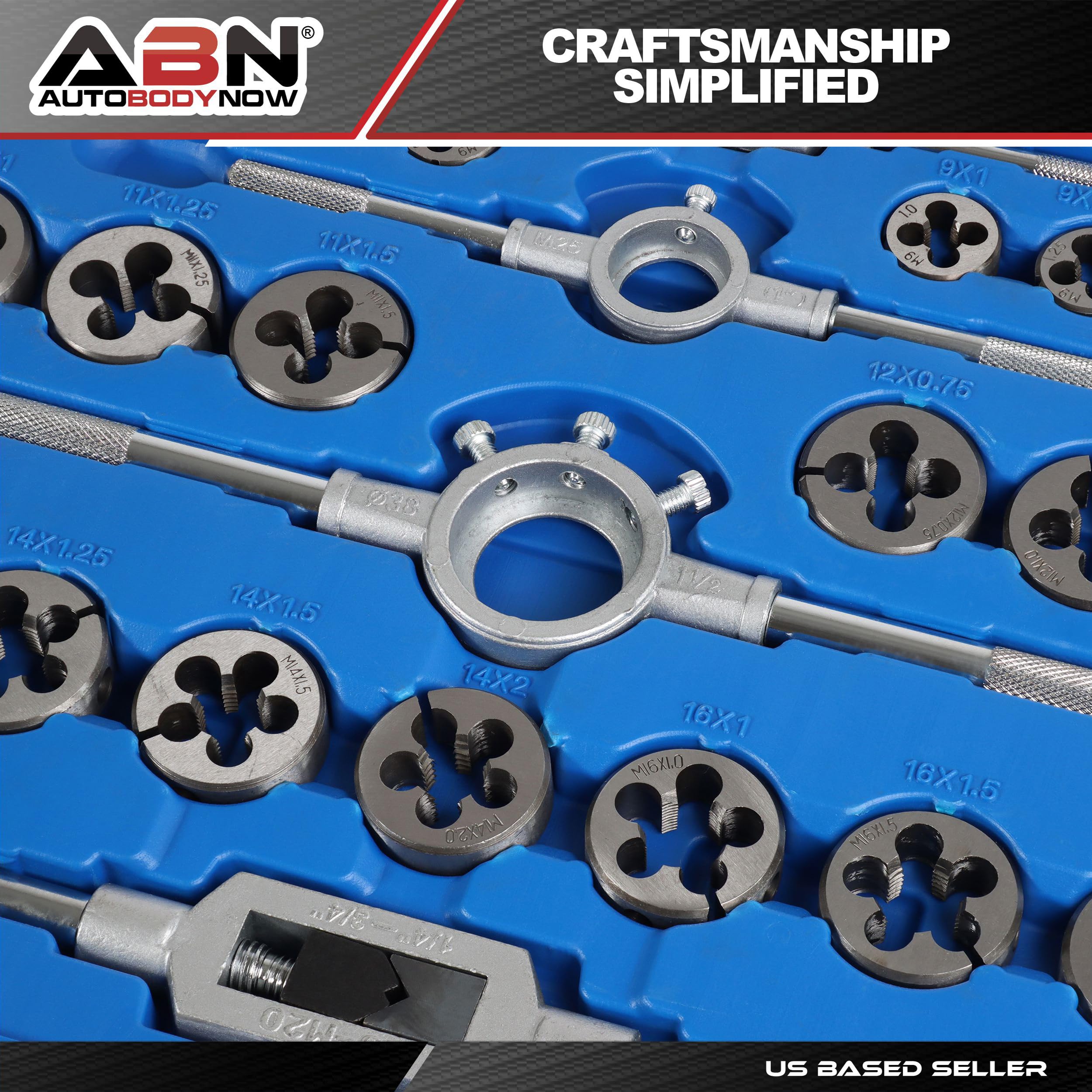 ABN Large Tap and Die Set Metric - 110 Piece Bolt and Pipe Tap Sets for Threading