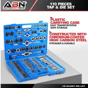 ABN Large Tap and Die Set Metric - 110 Piece Bolt and Pipe Tap Sets for Threading