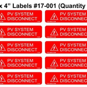 FCD Labels 17-001 PV System Disconnect Vinyl Label Pack (Pack of 10)