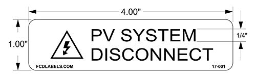 FCD Labels 17-001 PV System Disconnect Vinyl Label Pack (Pack of 10)