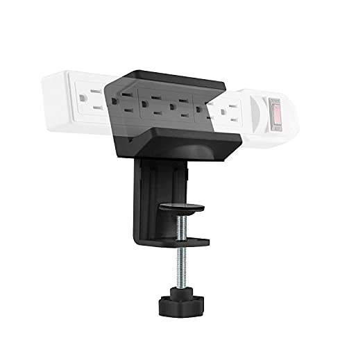 AVLT Power Strip Desk Mount - Desk Clamp Power Strip Holder - Power Strip Clamp Mount - Fits Power Strip Width Between 1.6" to 2.4" - for Desk Edge, Work Bench, Spinal Condition - Black