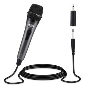 moukey karaoke microphone, dynamic microphone with 13 ft cable, metal handheld cardioid wired mic, xlr microphone for singing/stage/chrismas,compatible w/karaoke machine/pa system/amp/mixer, grey